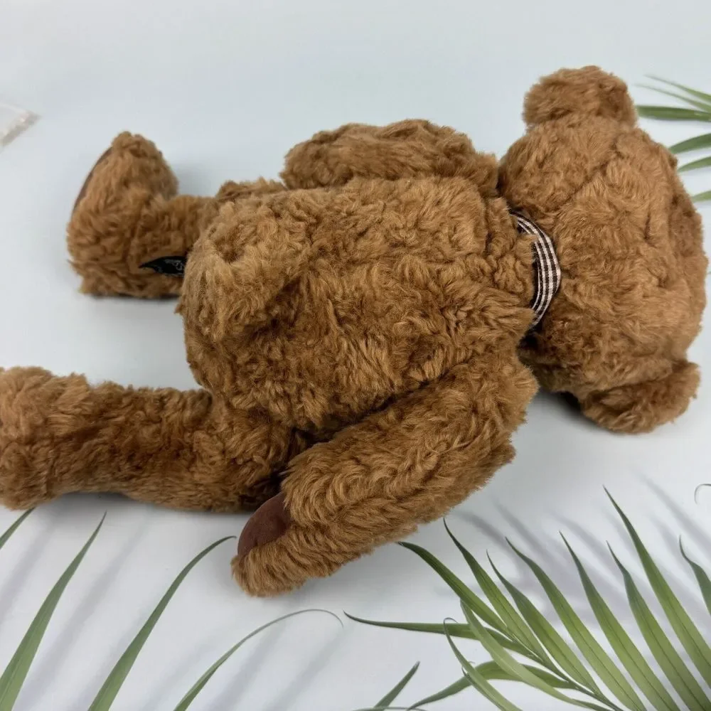 Brighton Russ Berrie Stuffed Brown Teddy Bear VTG Plush Jointed Gingham‎ Bow